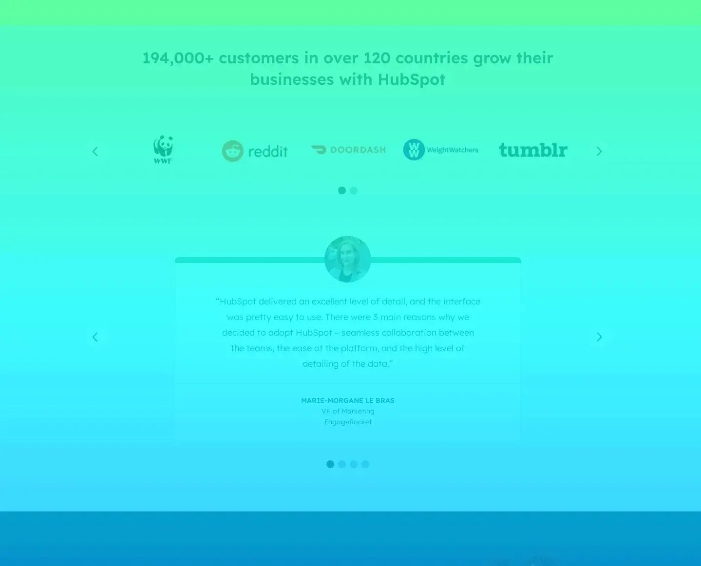 Heat map showing 50% less traffic down by the customer testimonial module